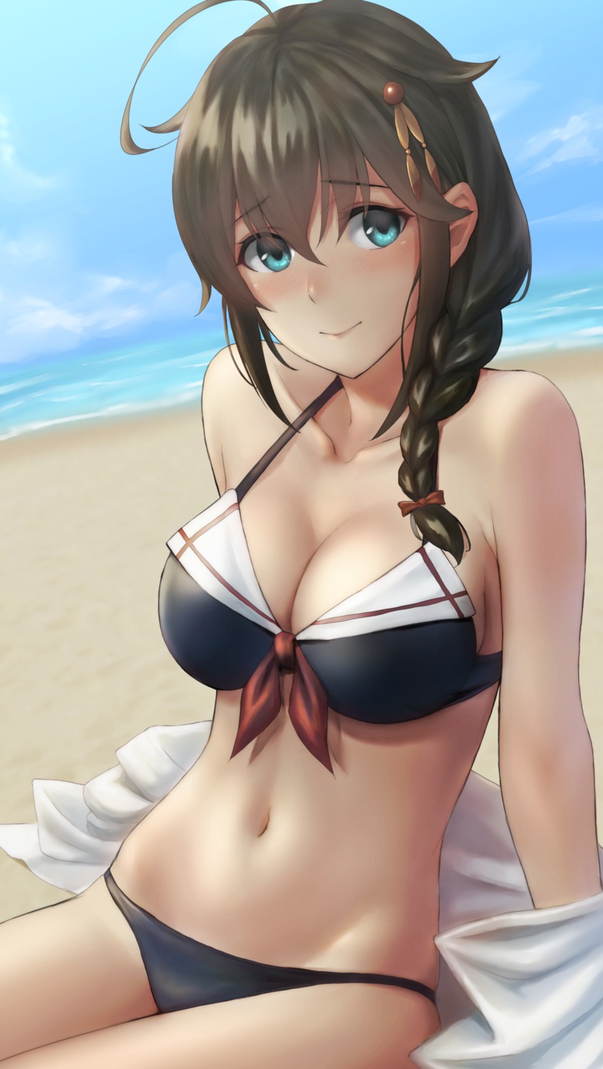 bikini kantai_collection kokuzou shigure_(kancolle) swimsuits