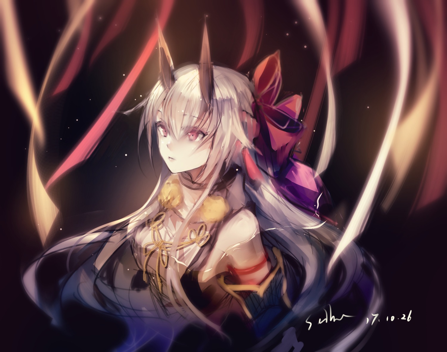 fate/grand_order horns tomoe_gozen_(fate/grand_order)