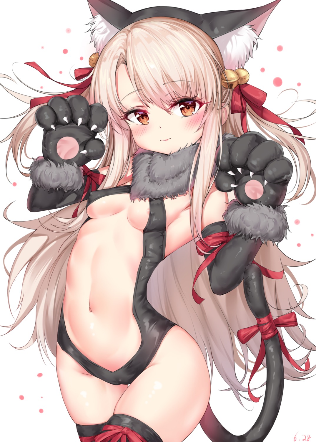 animal_ears areola cameltoe erect_nipples fate/kaleid_liner_prisma_illya fate/stay_night illyasviel_von_einzbern leotard loli nekomimi no_bra tagme tail thighhighs wardrobe_malfunction