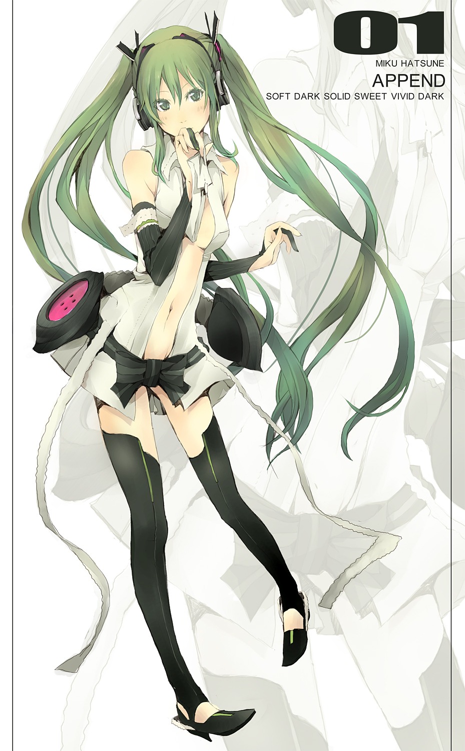 hatsune_miku headphones miku_append thighhighs vocaloid vocaloid_append yoshito