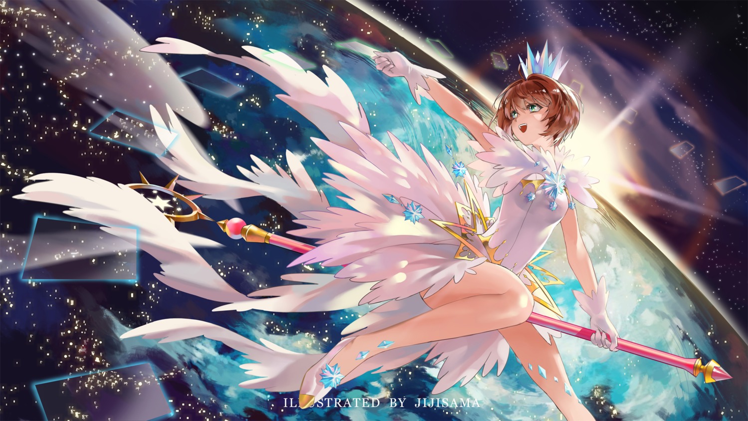 card_captor_sakura dress jiji_(pixiv10646874) kinomoto_sakura weapon