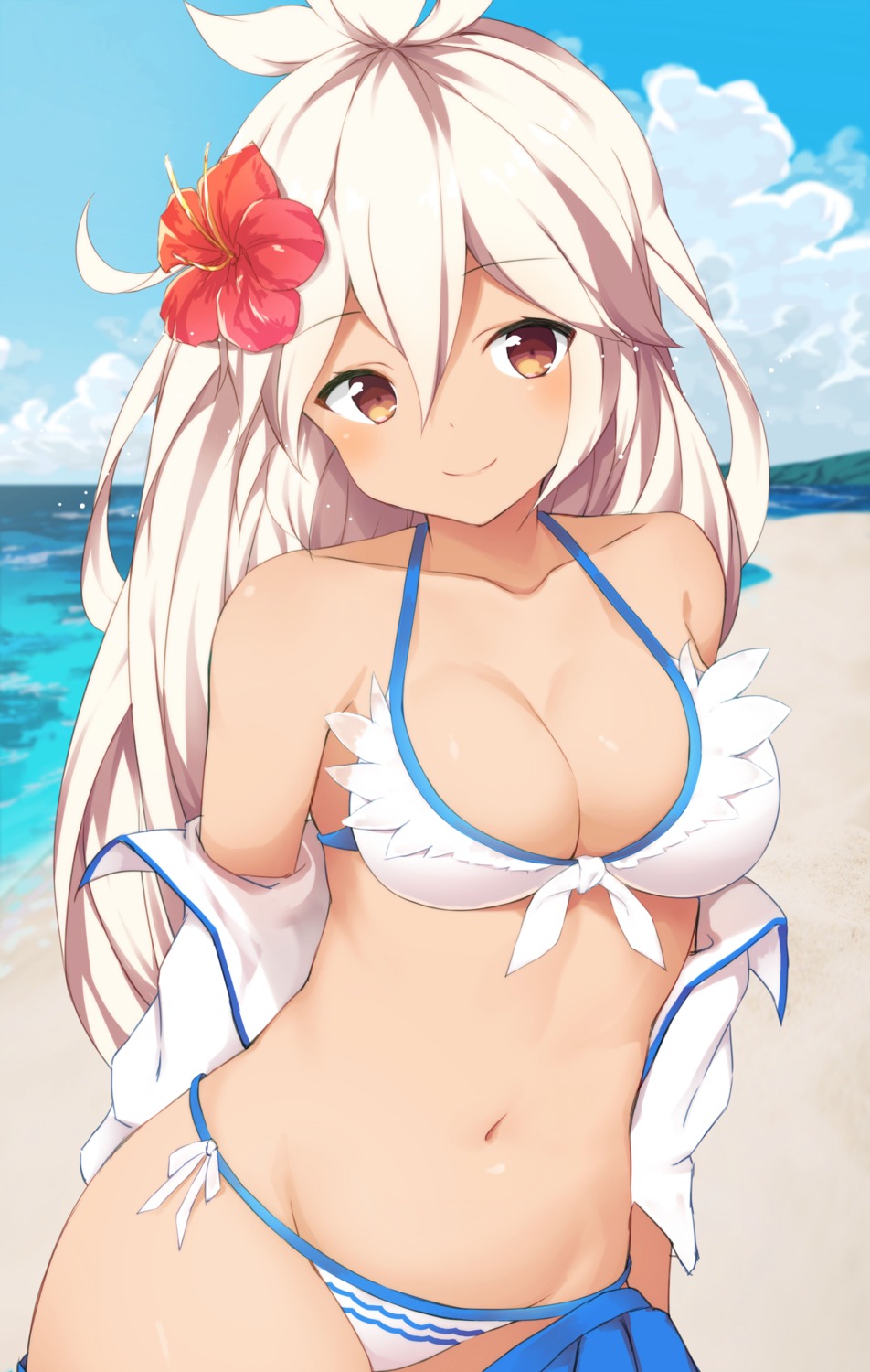 bikini cleavage granblue_fantasy open_shirt swimsuits tsuzaki_tsunomi zooey_(granblue_fantasy)