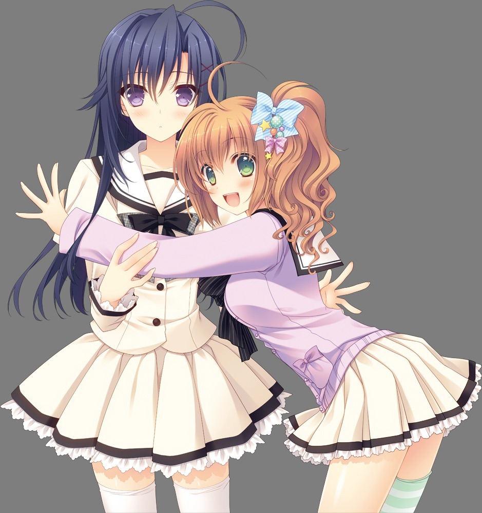 ginjou_haruko navel nishimata_aoi ookura_lumine seifuku suzuhira_hiro thighhighs transparent_png tsuki_ni_yorisou_otome_no_sahou tsuki_ni_yorisou_otome_no_sahou_2