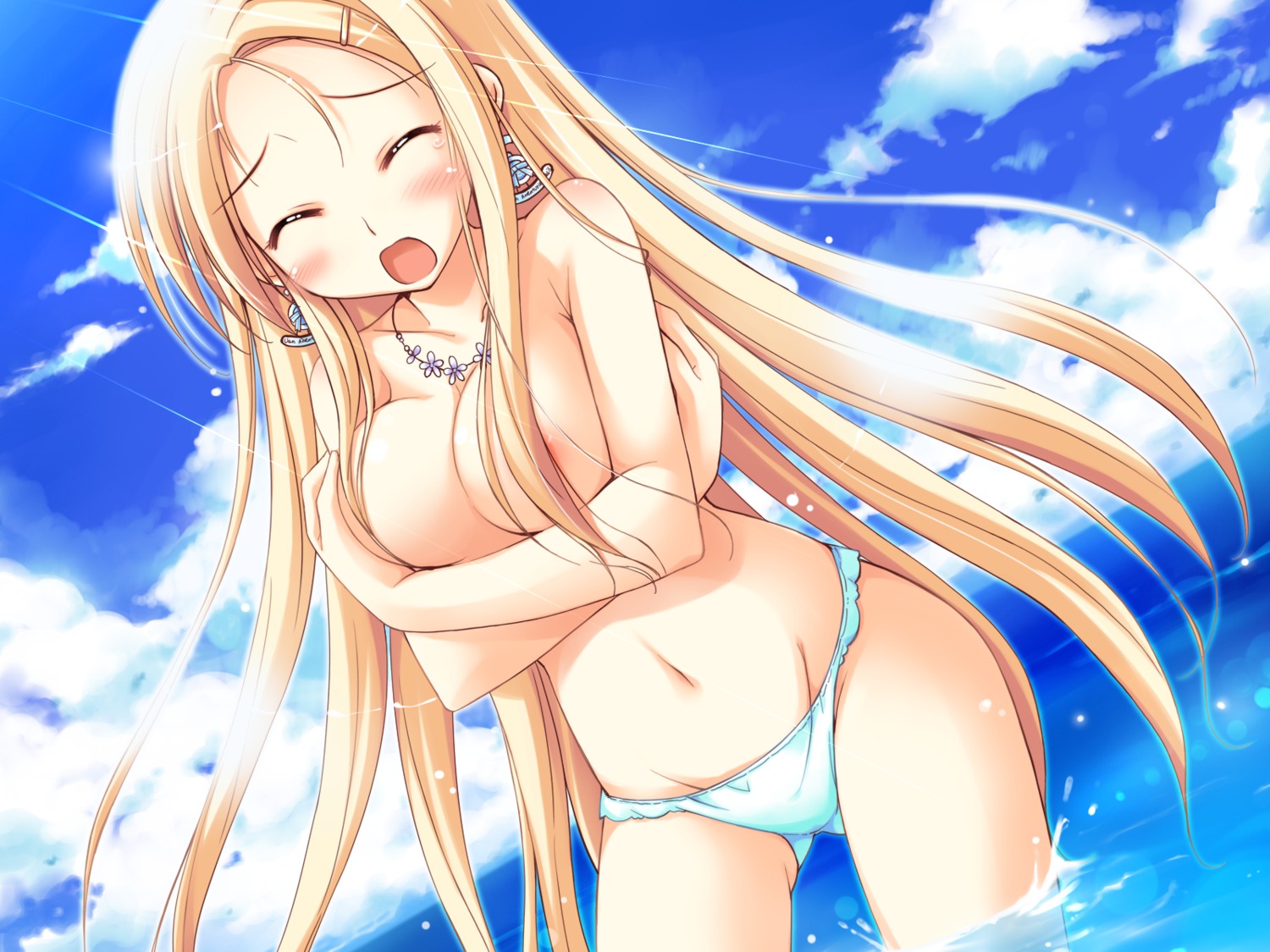 bikini breast_hold carina_verritti game_cg shukufuku_no_campanella swimsuits topless