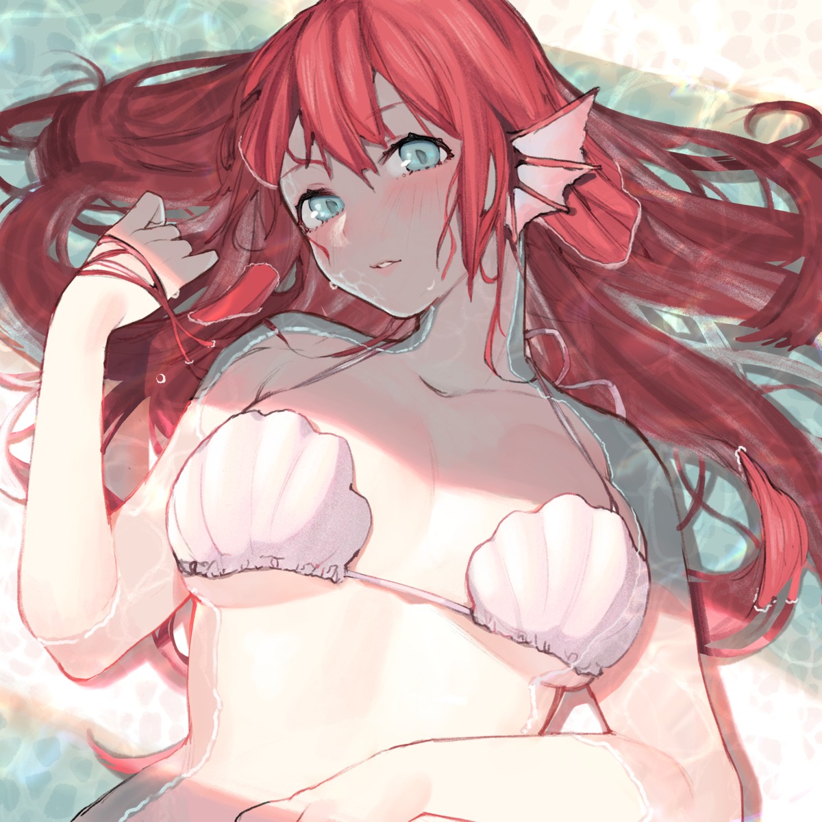 bra mermaid monster_girl uni_(melm) wet