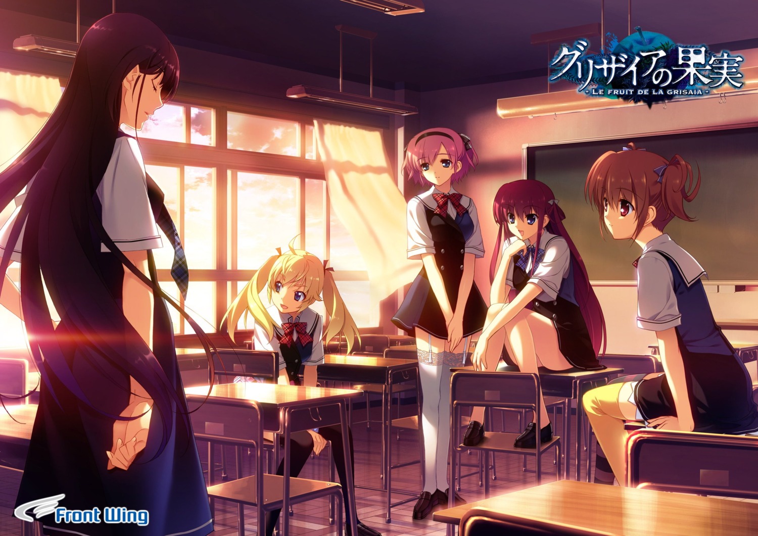 front_wing fumio grisaia grisaia_no_kajitsu irisu_makina komine_sachi matsushima_michiru sakaki_yumiko seifuku stockings suou_amane thighhighs watanabe_akio