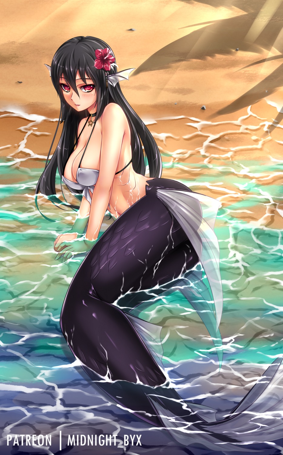 ass bikini_top cleavage mermaid midnight monster_girl swimsuits tail wet