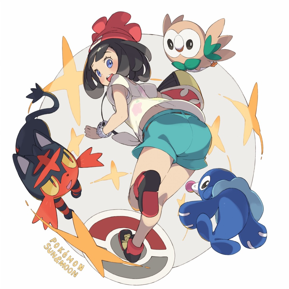 ass hajime-ill-1st litten mizuki_(pokemon) pokemon pokemon_sm popplio rowlet