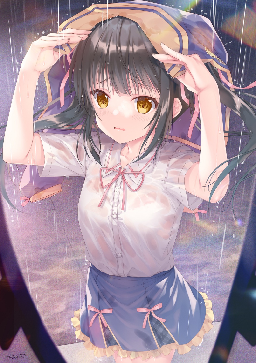 bra kodama_haruka see_through seifuku twinbox twinbox_school wet wet_clothes