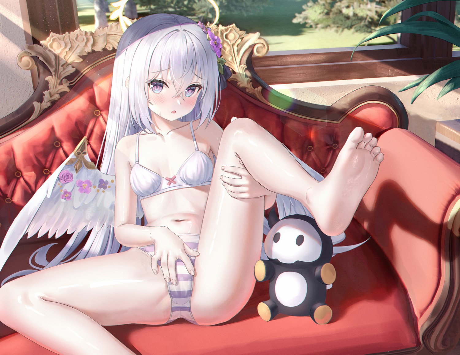 angel artist_revision blue_archive bra cameltoe feet loli nay pantsu shimapan shirasu_azusa wings