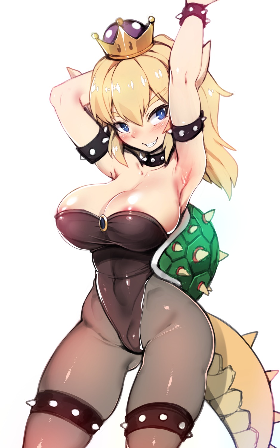 areola bowsette cameltoe erect_nipples garter genderswap harigane_shinshi horns leotard new_super_mario_bros._u_deluxe no_bra pantyhose tail