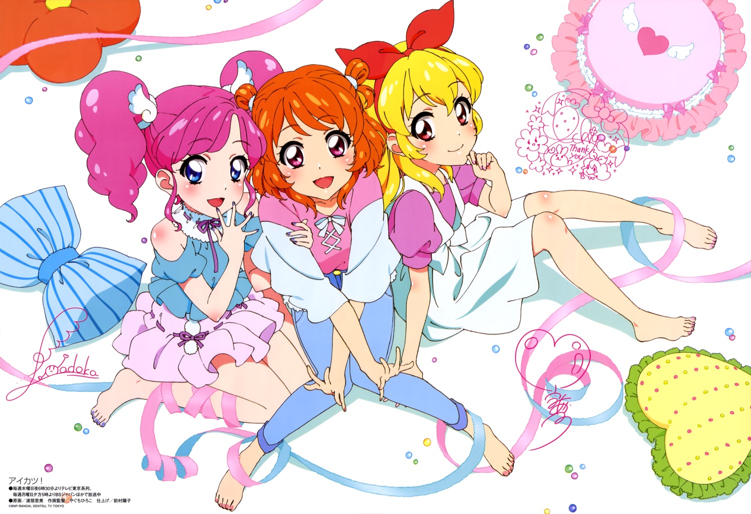 aikatsu! amahane_madoka autographed dress feet hoshimiya_ichigo oozora_akari watanabe_satomi