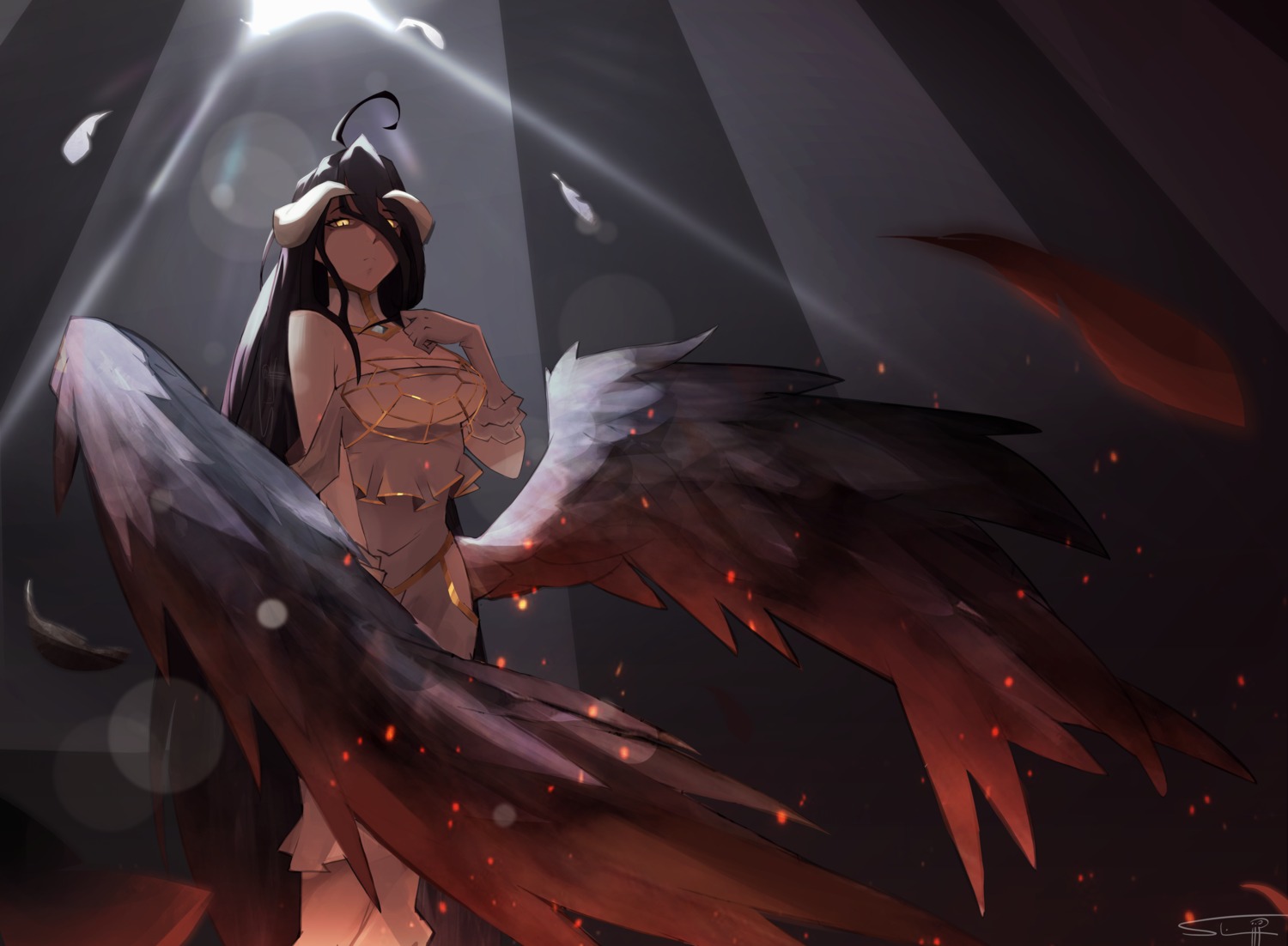 albedo_(overlord) dress horns overlord slim_(sl1m_skull) wings