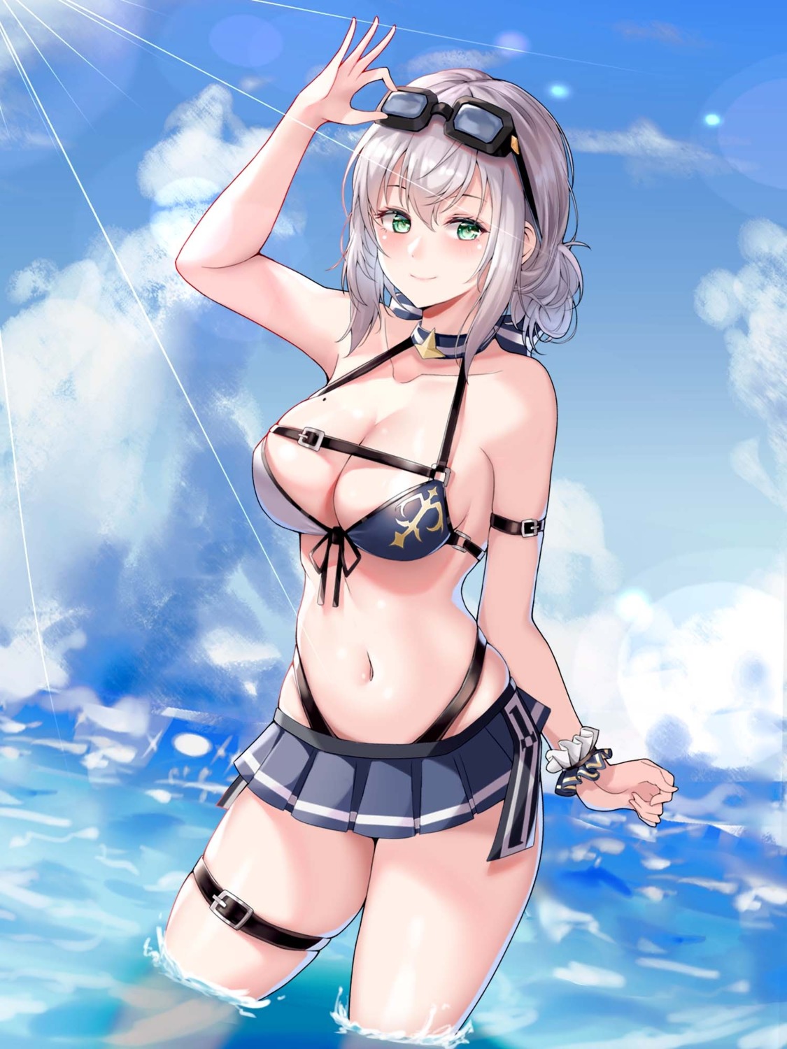 akinatsu_meguru bikini garter hololive shirogane_noel swimsuits wet