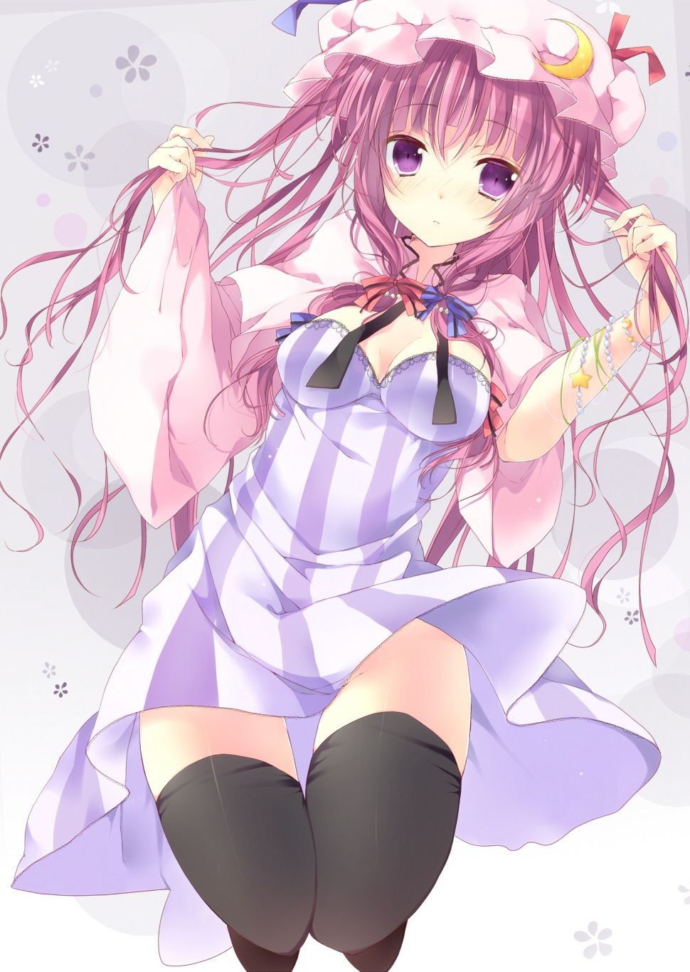 nopan patchouli_knowledge sushimekabu thighhighs touhou