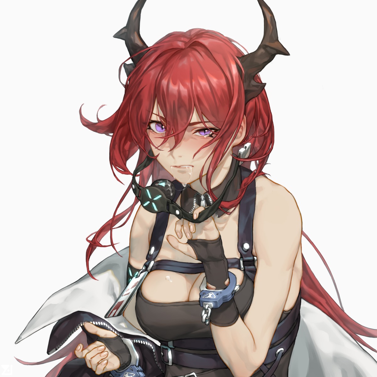 arknights cleavage horns surtr_(arknights) youzu_(youzuyozu)