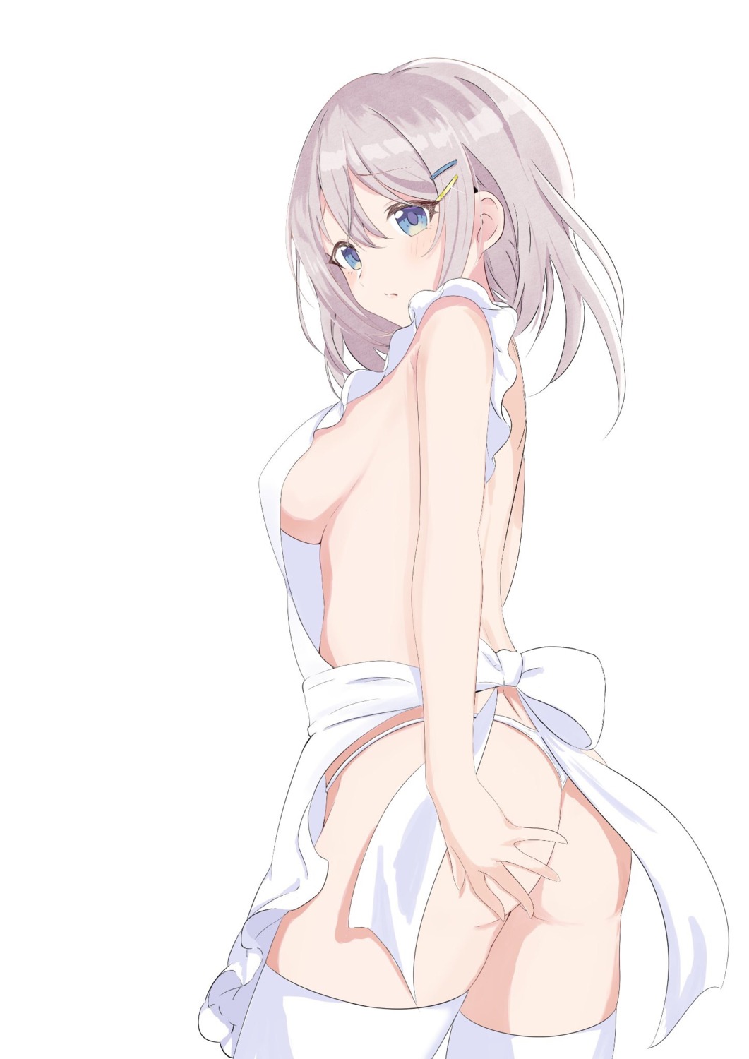 ass naked_apron pantsu sakura_lily_(shiro) thighhighs thong