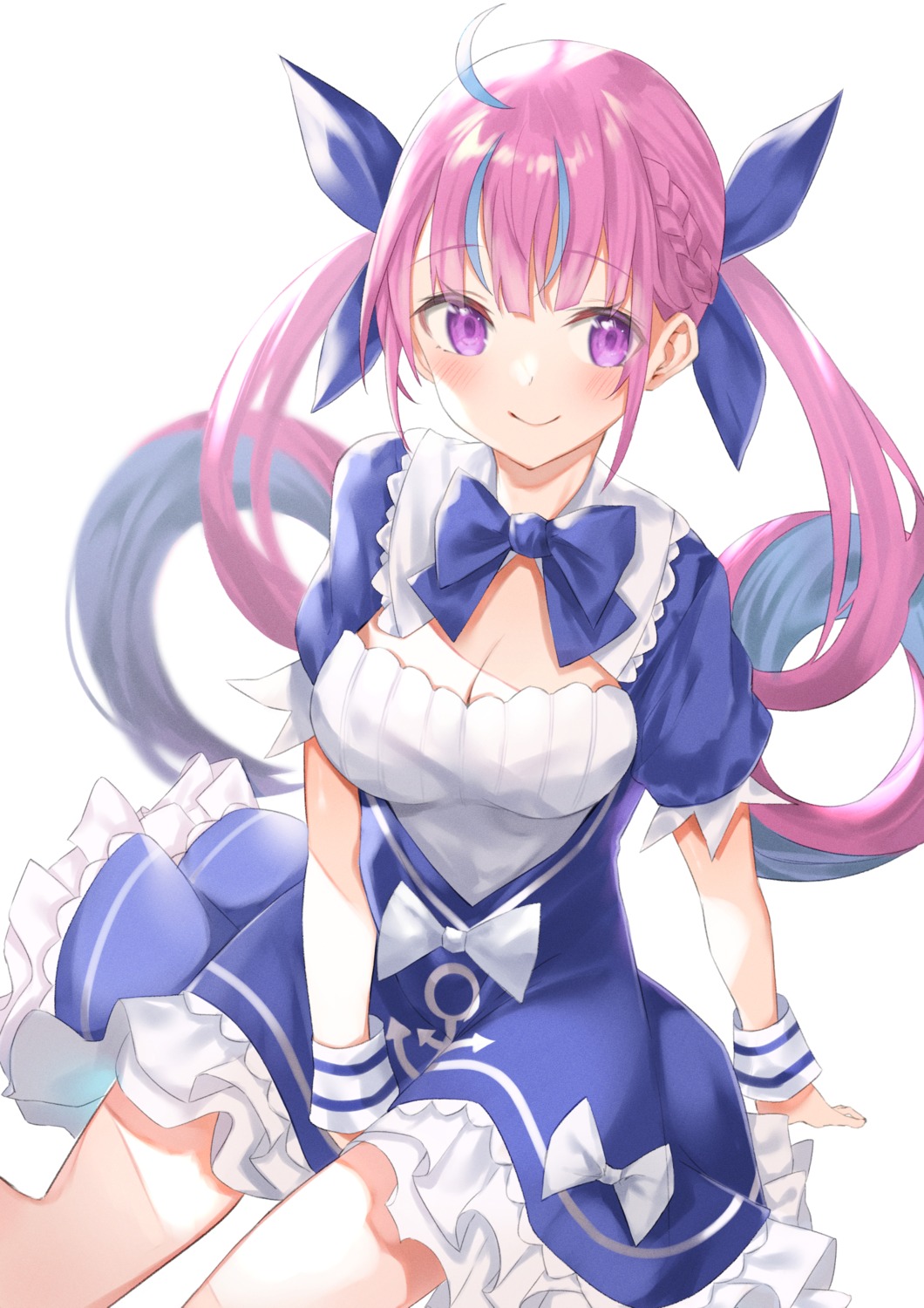 cleavage hololive maid minato_aqua skirt_lift tagme