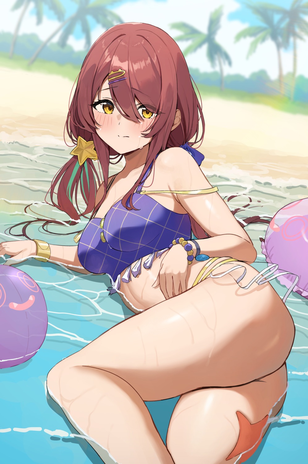 bikini oosaki_tenka see_through swimsuits the_idolm@ster the_idolm@ster_shiny_colors wanimaru wet