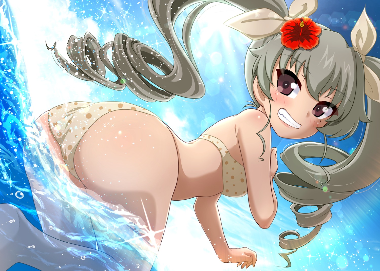 anchovy ass bikini excel_(shena) girls_und_panzer swimsuits wet