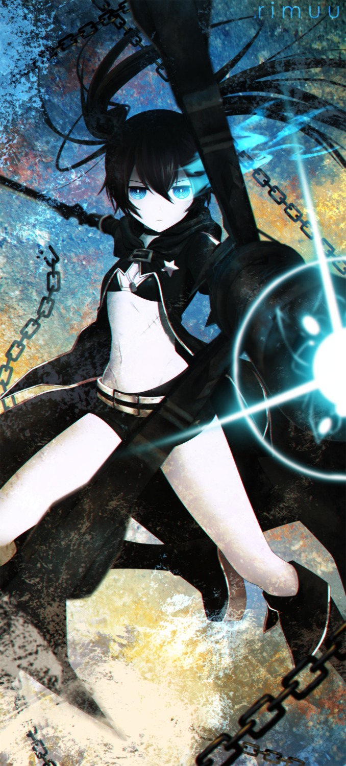 bikini_top black_rock_shooter black_rock_shooter_(character) open_shirt rimuu swimsuits sword