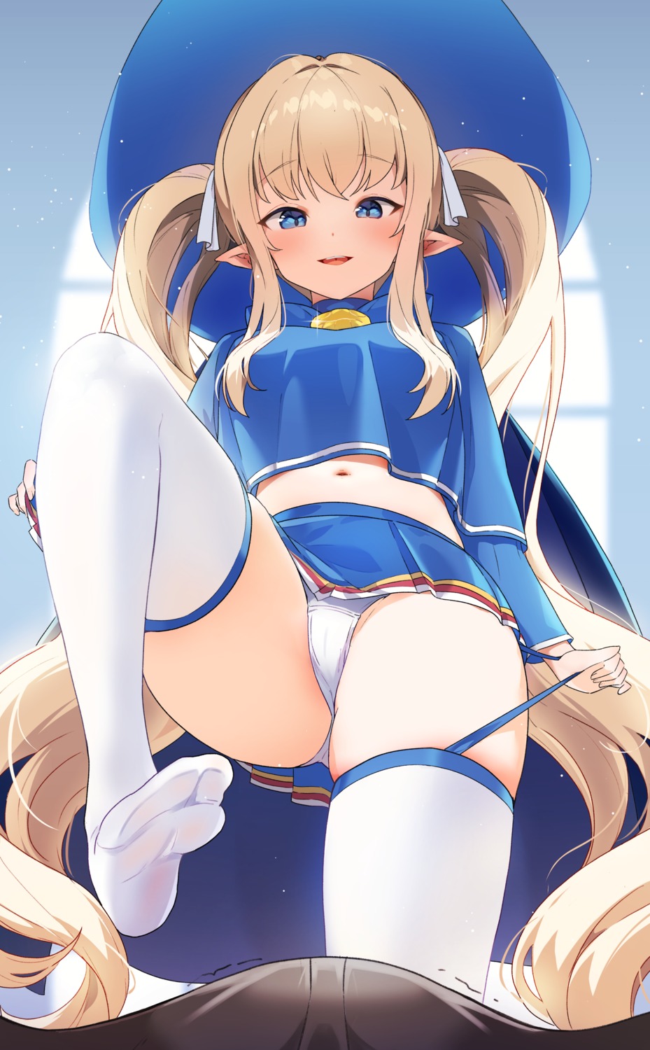 dungeon_fighter feet hey_chony pantsu pointy_ears skirt_lift stockings thighhighs