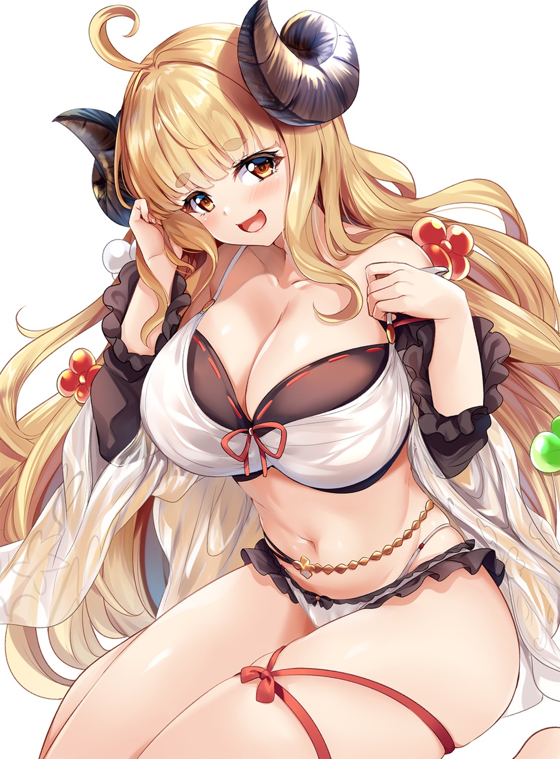 anila_(granblue_fantasy) bikini cleavage granblue_fantasy horns swimsuits undressing