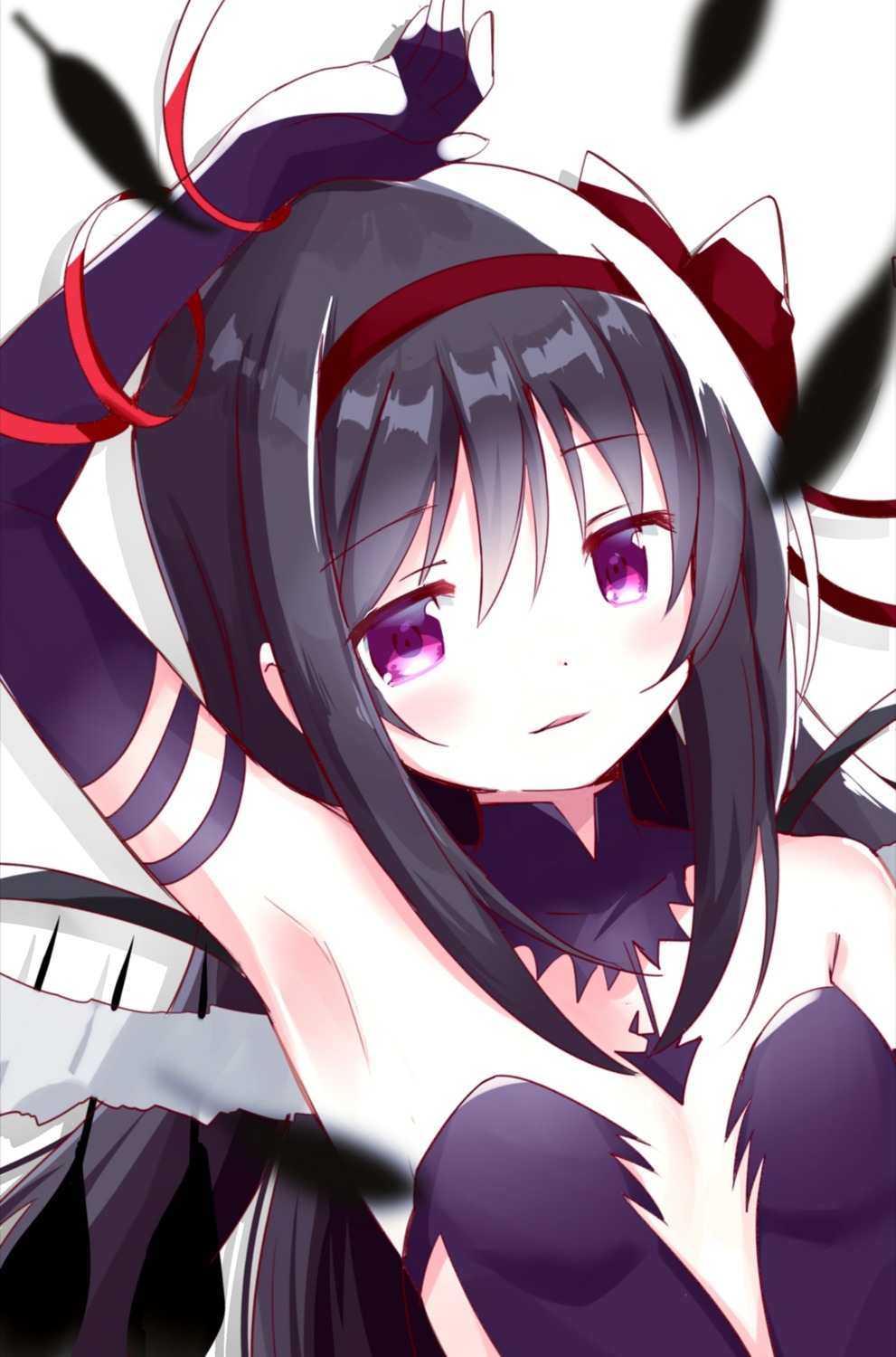 akemi_homura cleavage dress mahou_shoujo_madoka_magica no_bra tagme wings