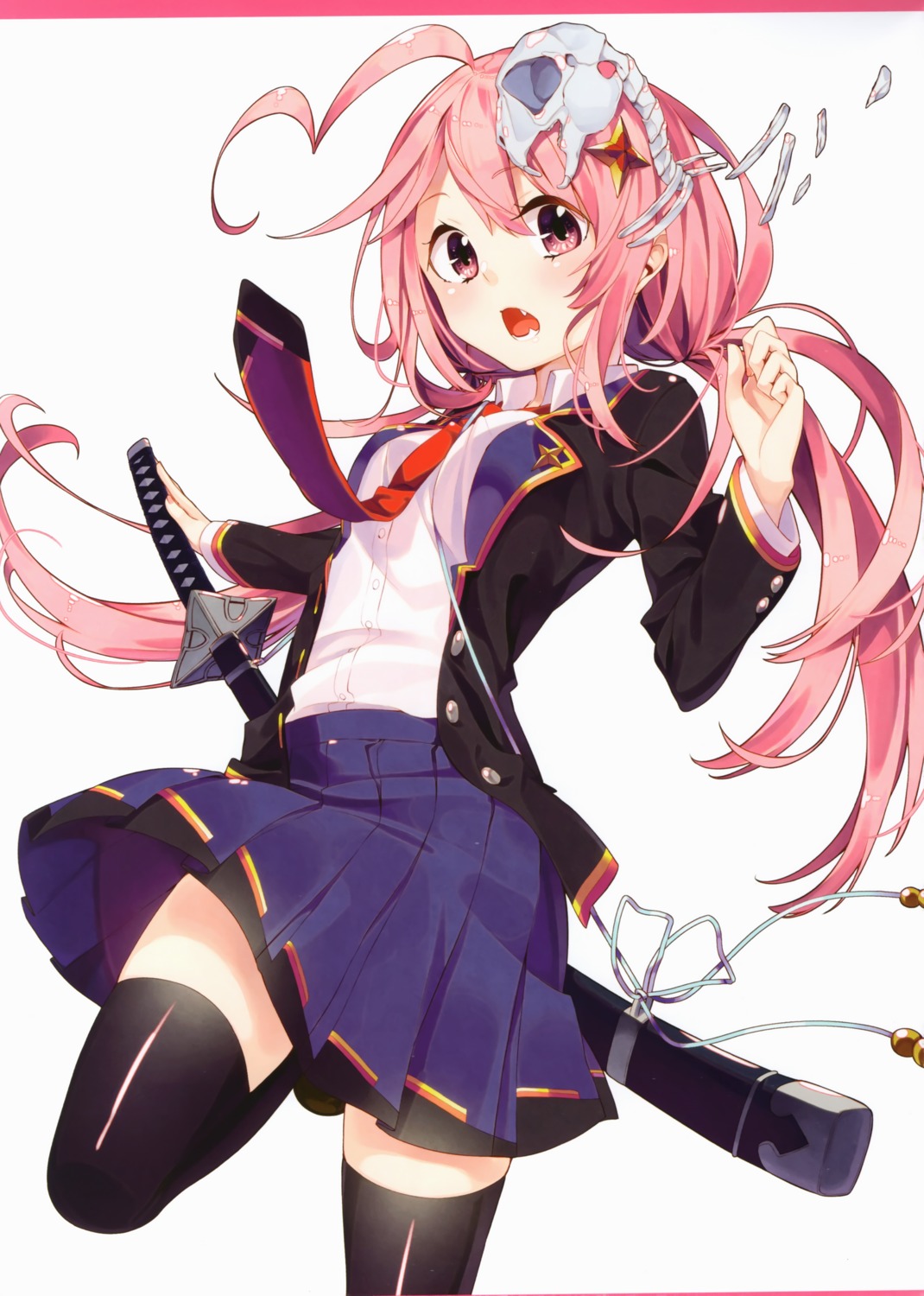 sakuragi_ren sakuranoiro seifuku sword thighhighs