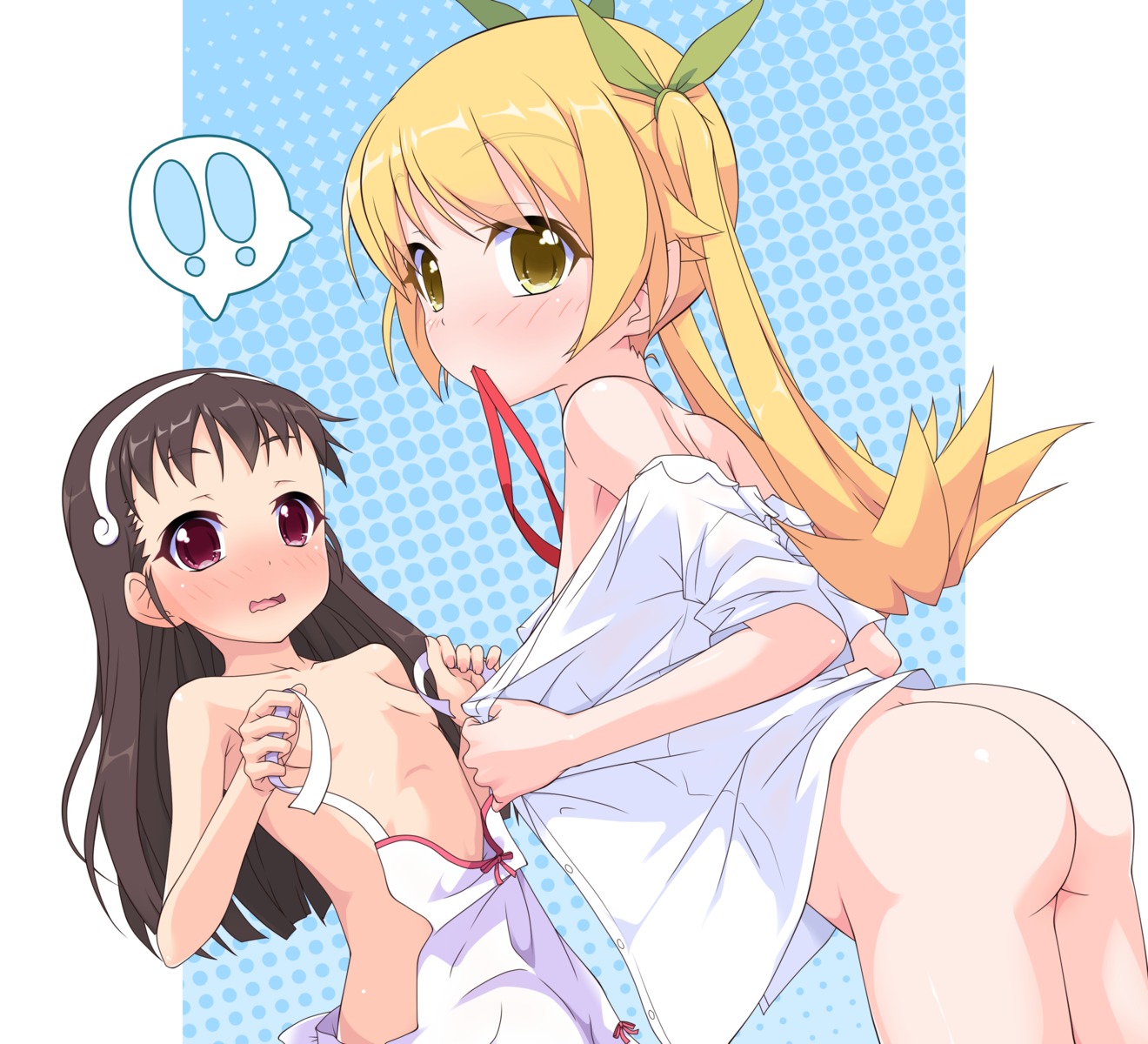 ass bakemonogatari bottomless hachikuji_mayoi k10k loli monogatari_(series) no_bra oshino_shinobu undressing