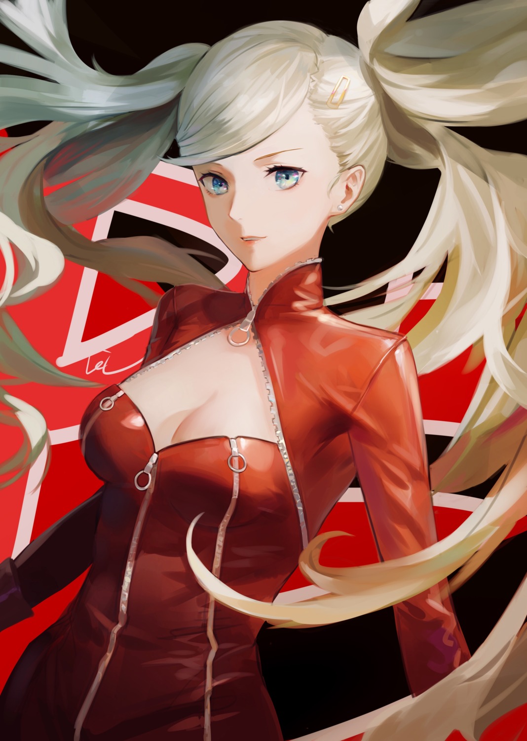 bodysuit cleavage leiq persona_5 takamaki_anne