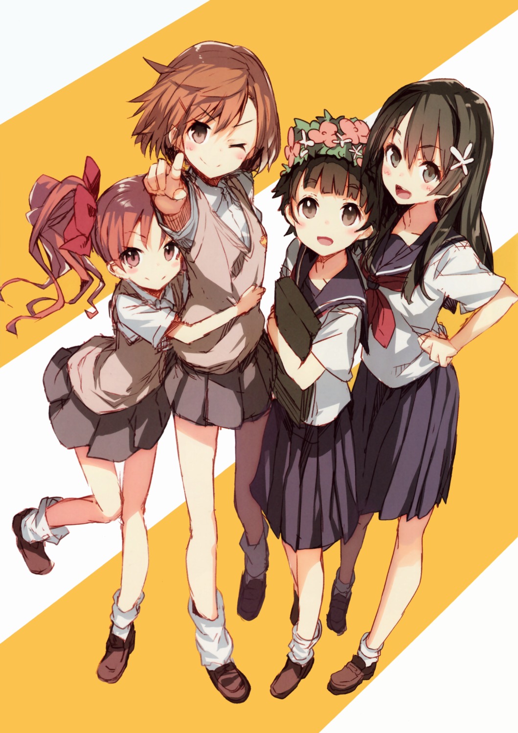 misaka_mikoto saten_ruiko seifuku shirabi shirai_kuroko to_aru_majutsu_no_index uiharu_kazari