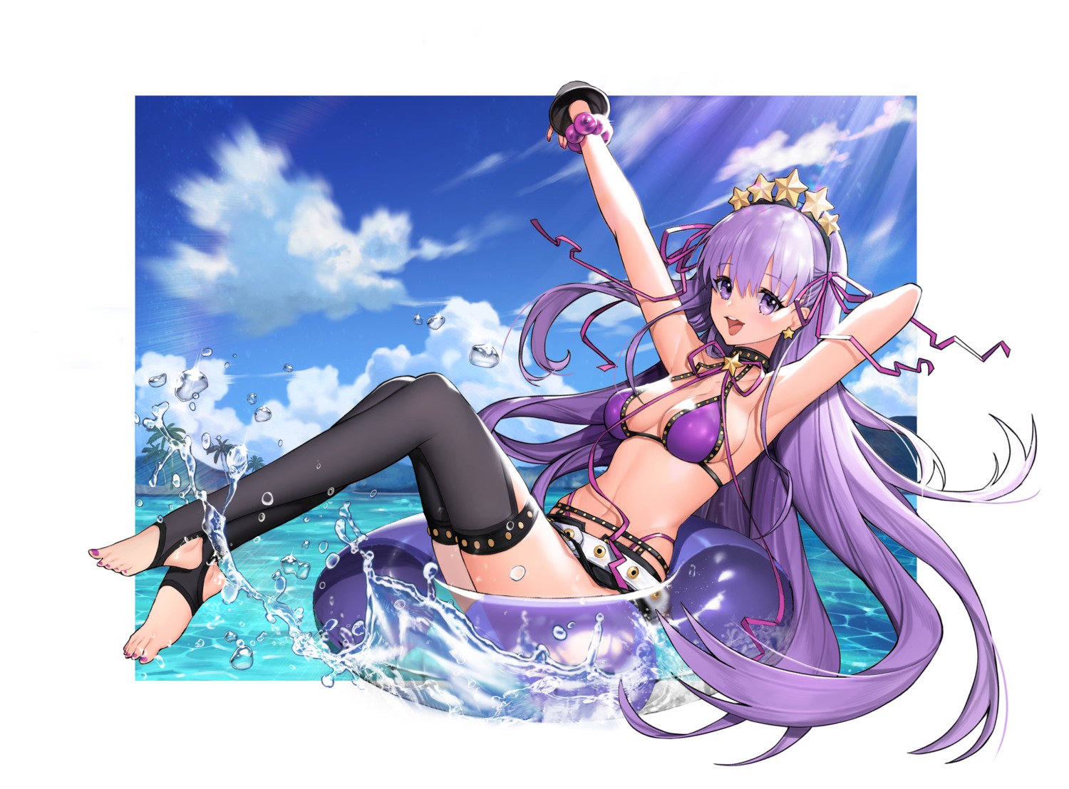 bb_(fate/extra_ccc) bikini fate/grand_order garter_belt monini stockings swimsuits thighhighs wet