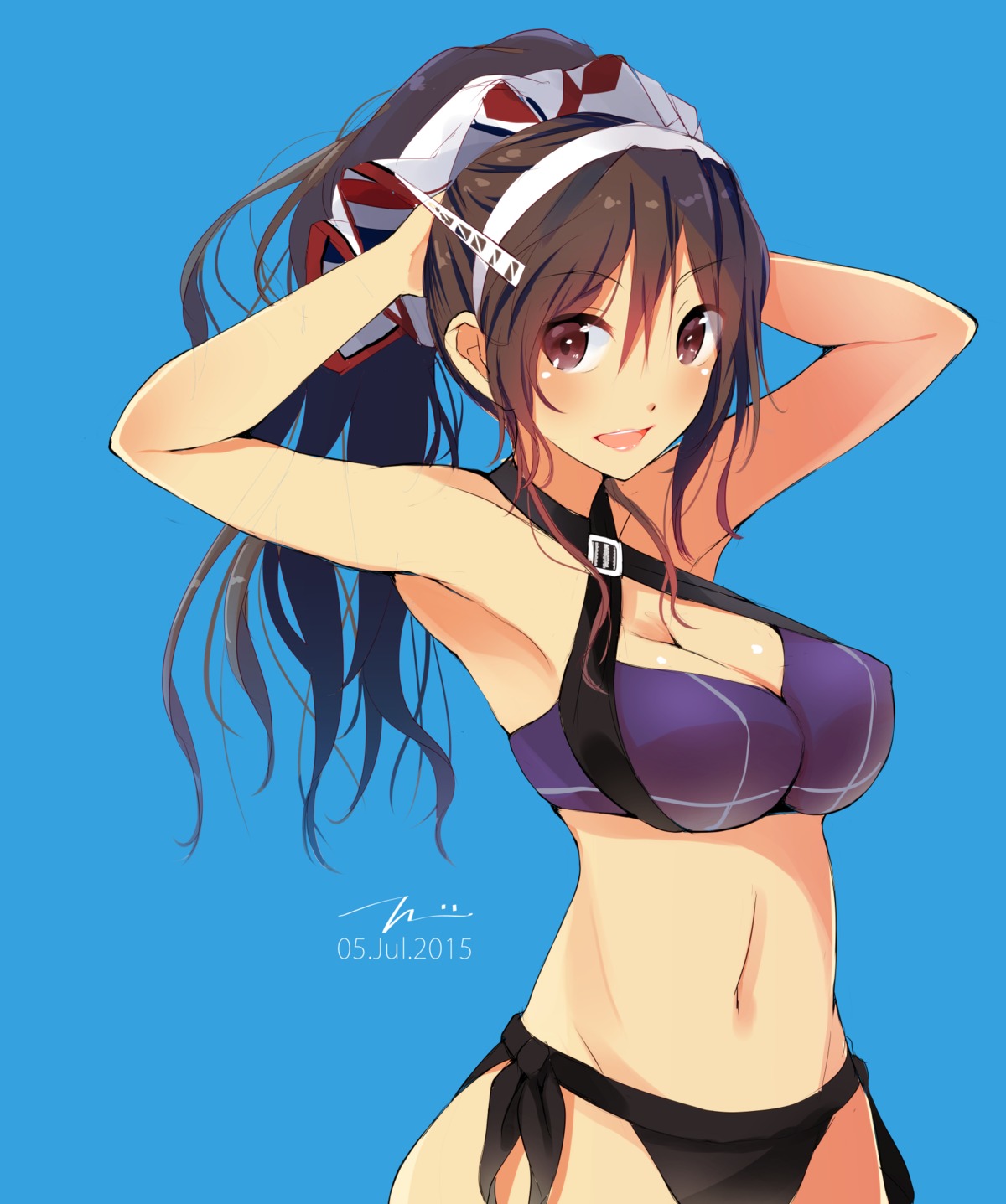 ashigara_(kancolle) bikini cleavage erect_nipples kantai_collection swimsuits tbd11