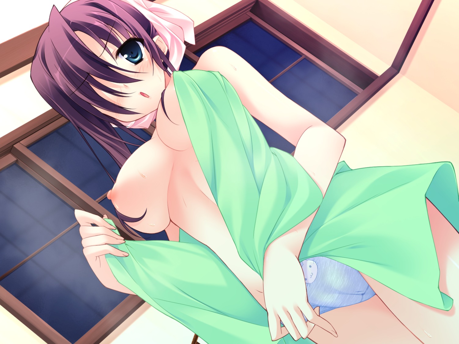 breasts cameltoe game_cg hanasaki_uri harukazedori_ni_tomarigi_wo_2nd_story hinata_mutsuki nipples no_bra pantsu skyfish towel