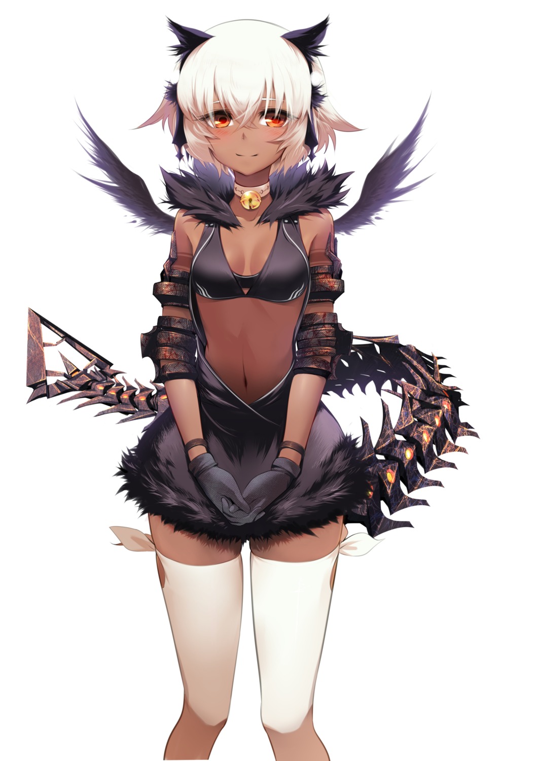 black_rock_shooter cleavage rogia strength tail thighhighs wings