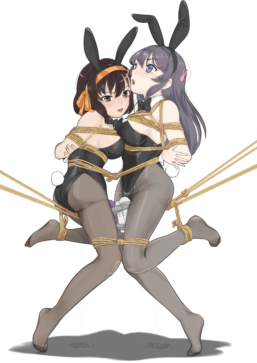 animal_ears ass bondage bunny_ears bunny_girl crossover ivanfx pantyhose pussy_juice sakurajima_mai seishun_buta_yarou suzumiya_haruhi suzumiya_haruhi_no_yuuutsu tail vibrator