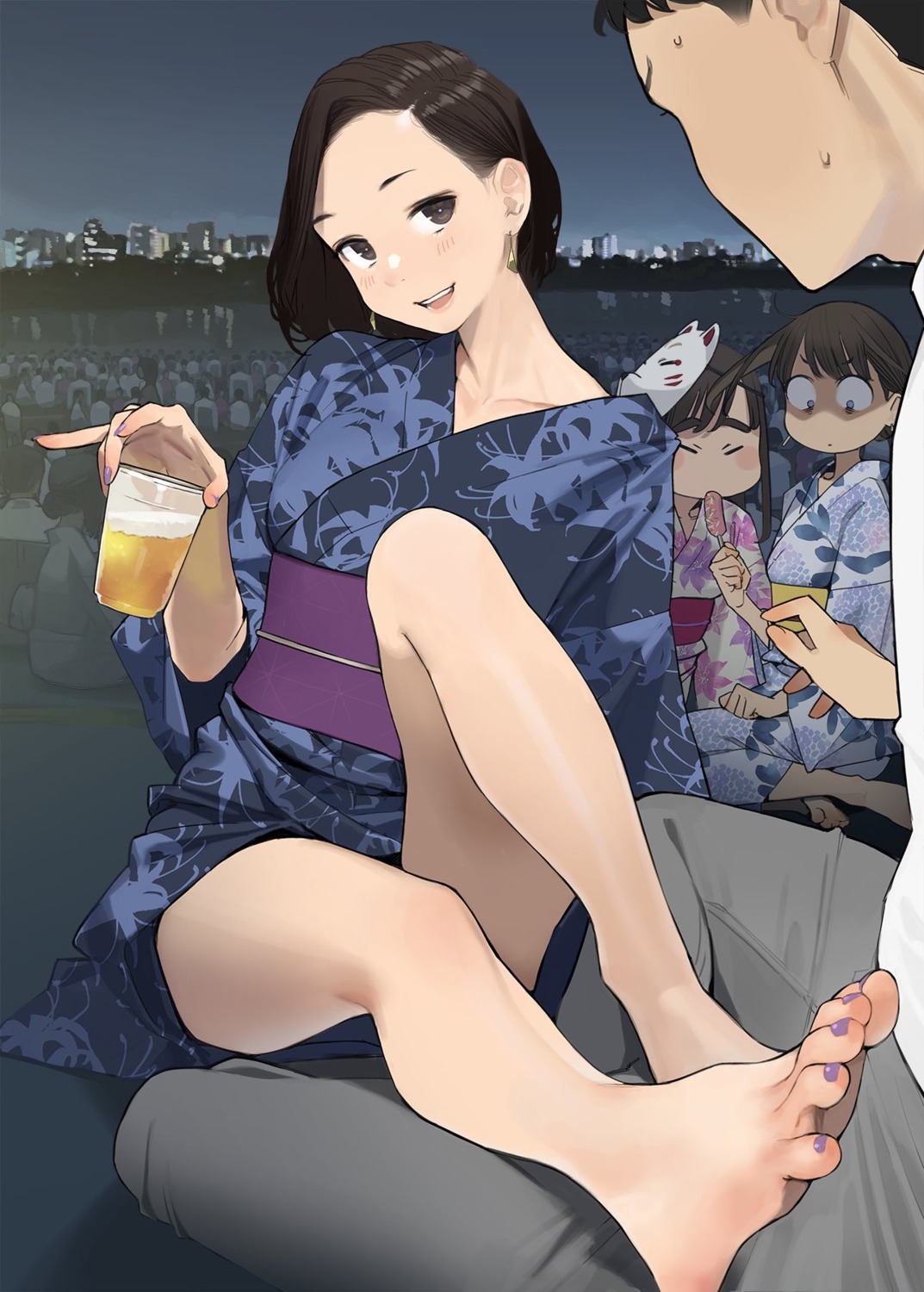 feet ganbare_douki-chan skirt_lift yom yukata