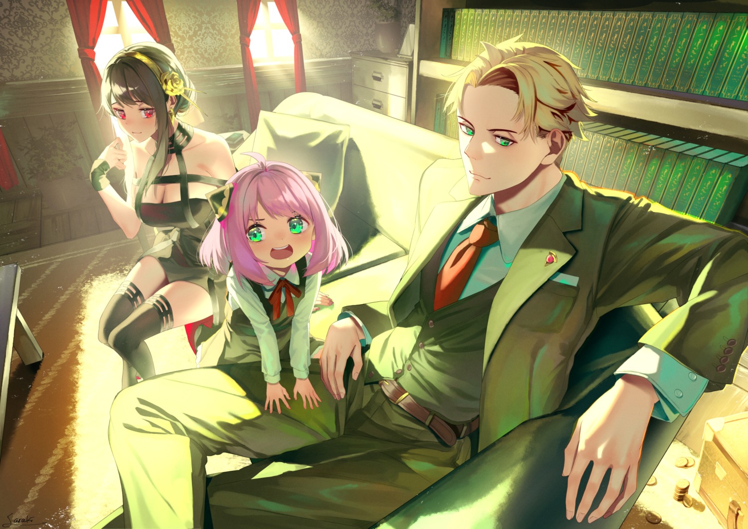 anya_forger business_suit cleavage dress loid_forger saraki spy_x_family thighhighs yor_briar