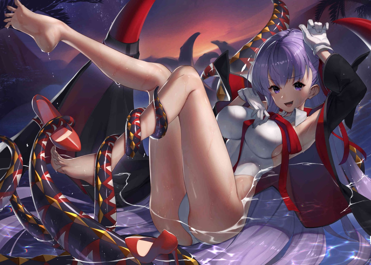 bb_(fate/extra_ccc) fate/grand_order feet heels jpeg_artifacts leotard sukocchi tentacles wet