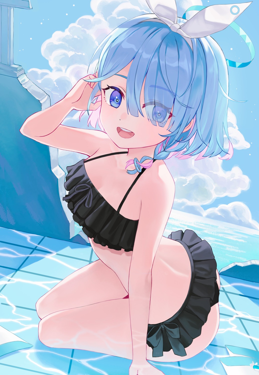 arona_(blue_archive) bikini blue_archive halo loli prock swimsuits wet