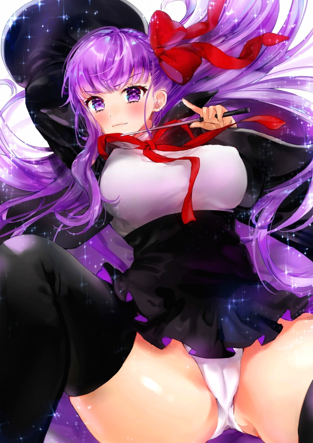 bb_(fate/extra_ccc) cameltoe erect_nipples fate/grand_order hi_ros3 pantsu skirt_lift thighhighs weapon