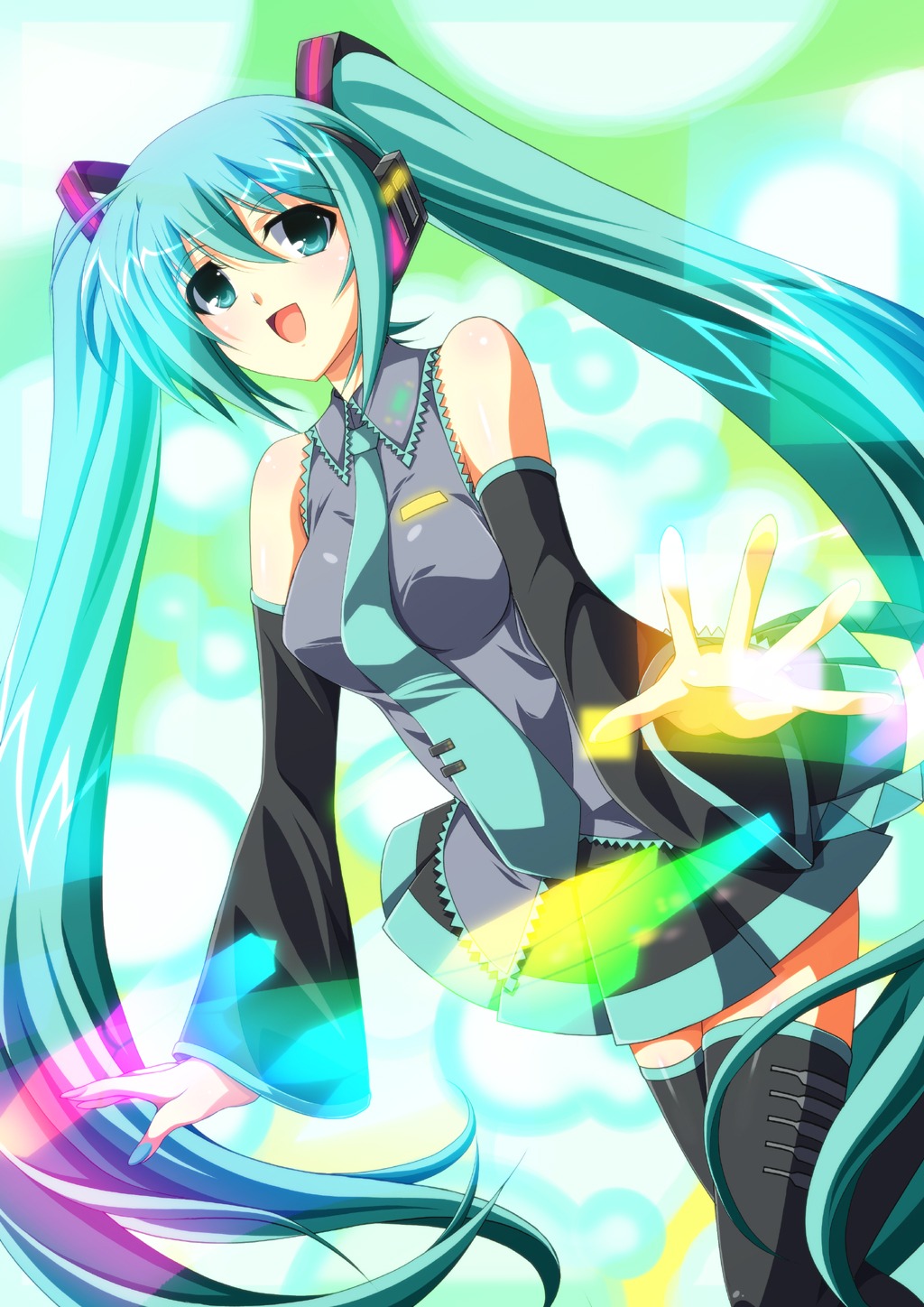 hatsune_miku headphones ka2 thighhighs vocaloid