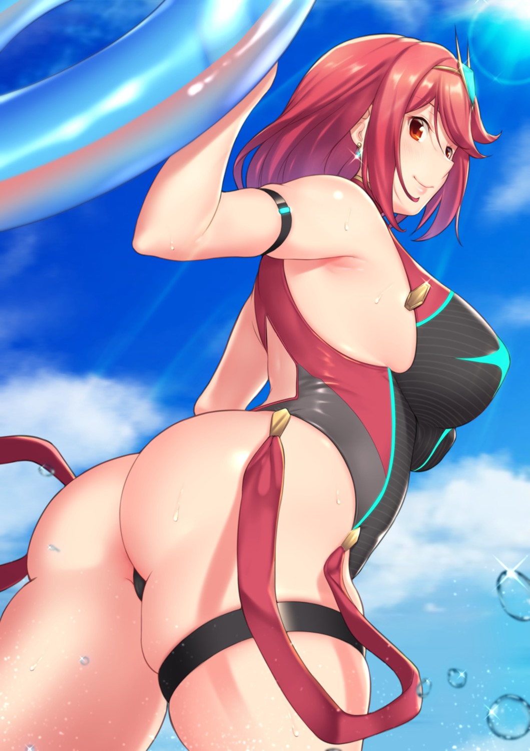 ass aster_crowley garter homura_(xenoblade_2) swimsuits wet xenoblade xenoblade_chronicles_2