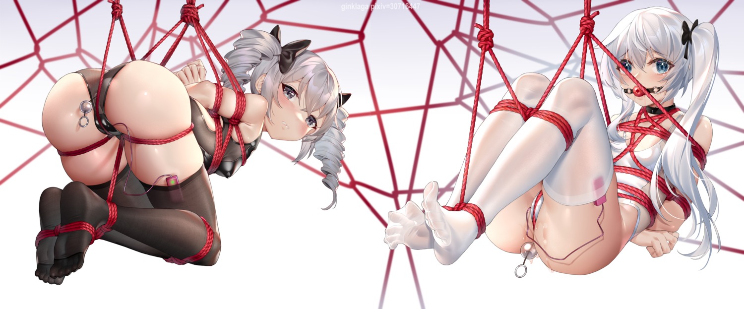 anal anal_beads ass benghuai_xueyuan bondage bronya_zaychik cameltoe erect_nipples feet ginklaga honkai_impact leotard no_bra pussy_juice see_through theresa_apocalypse thighhighs vibrator