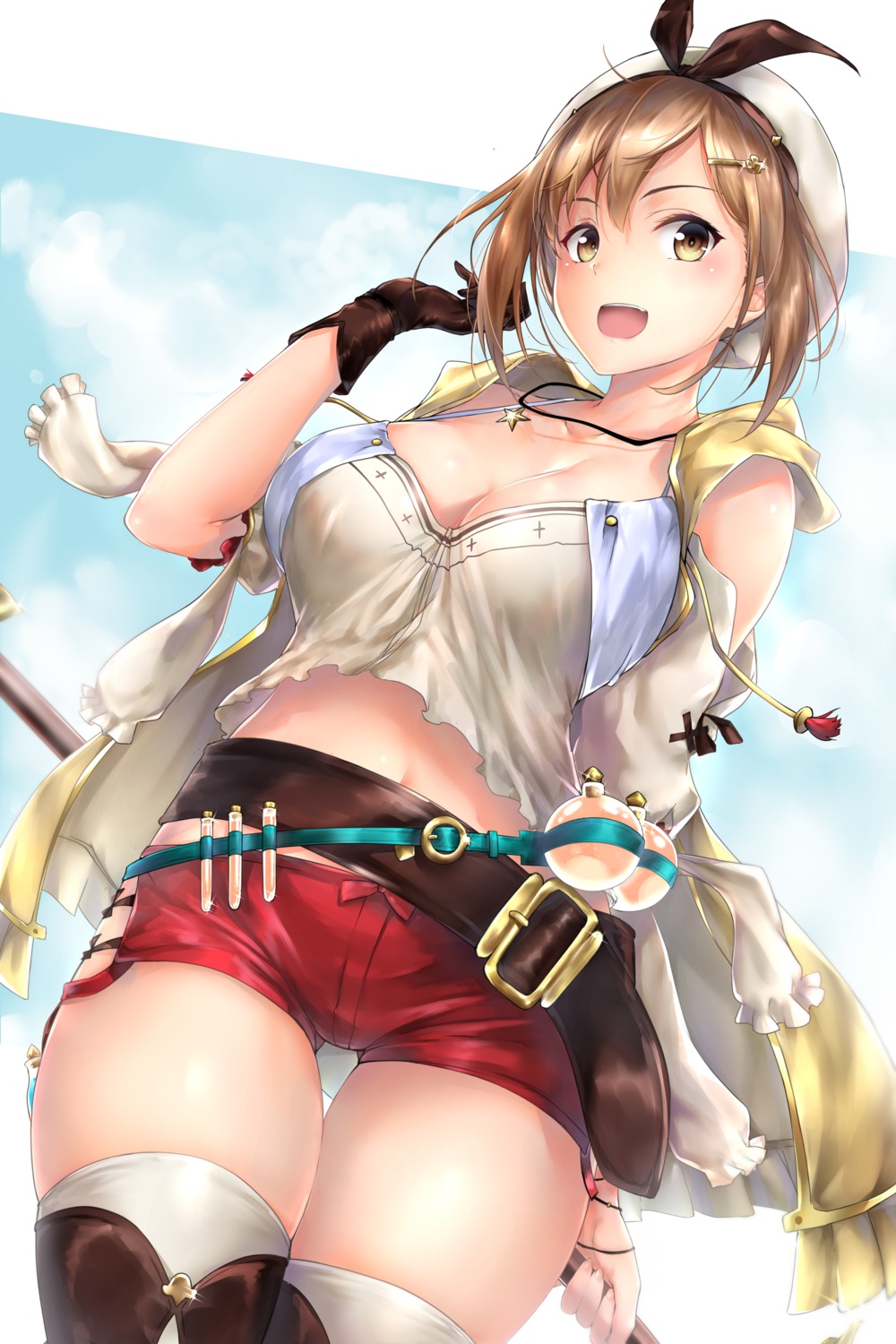 atelier atelier_ryza cleavage rei_kun reisalin_stout thighhighs weapon