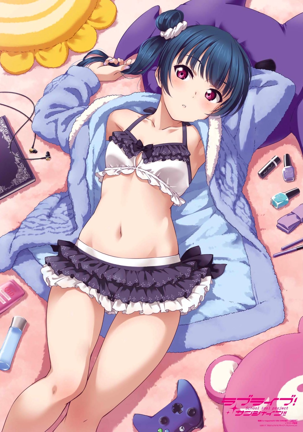 bikini inou_shin love_live!_sunshine!! open_shirt swimsuits tsushima_yoshiko