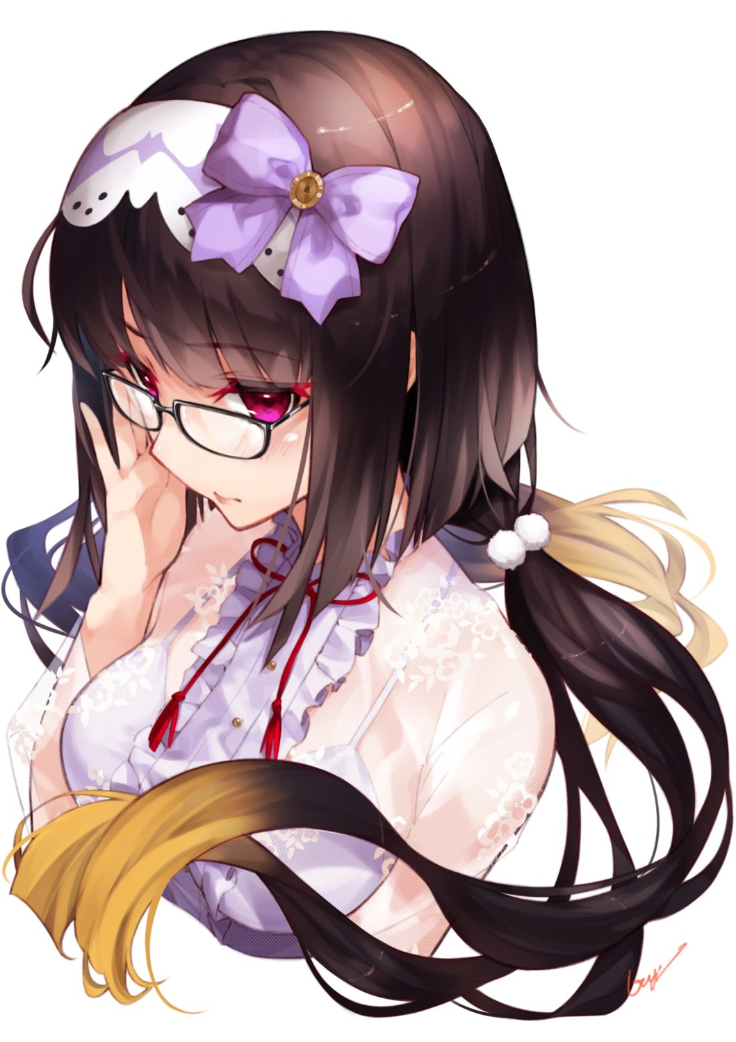 bra breast_hold fate/grand_order megane osakabe-hime_(fate/grand_order) see_through utayoi_(umakatare)