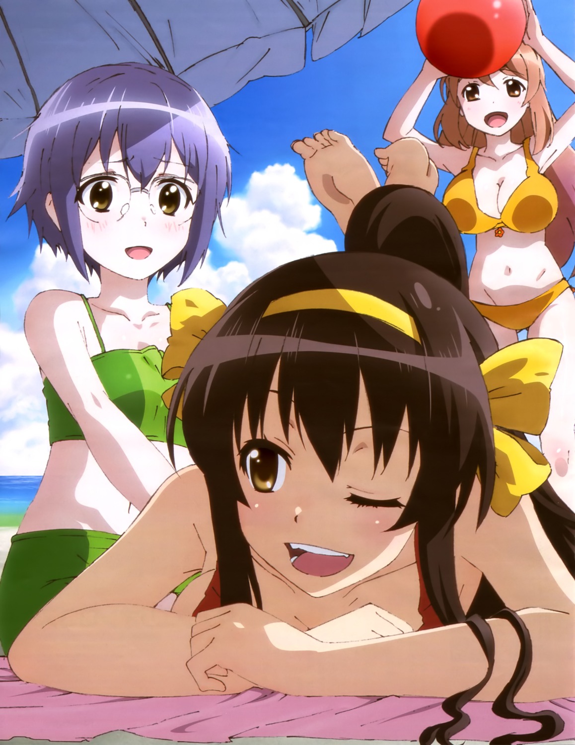 asahina_mikuru bikini cleavage feet megane nagato_yuki nagato_yuki-chan_no_shoushitsu suzumiya_haruhi swimsuits