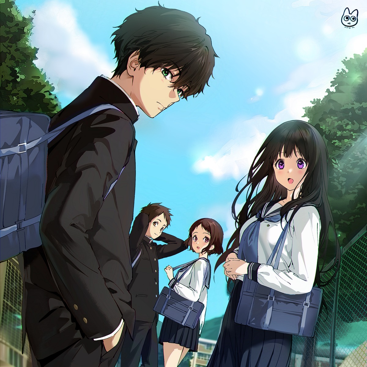 chitanda_eru fukube_satoshi hyouka ibara_mayaka mery_(yangmalgage) oreki_houtarou seifuku